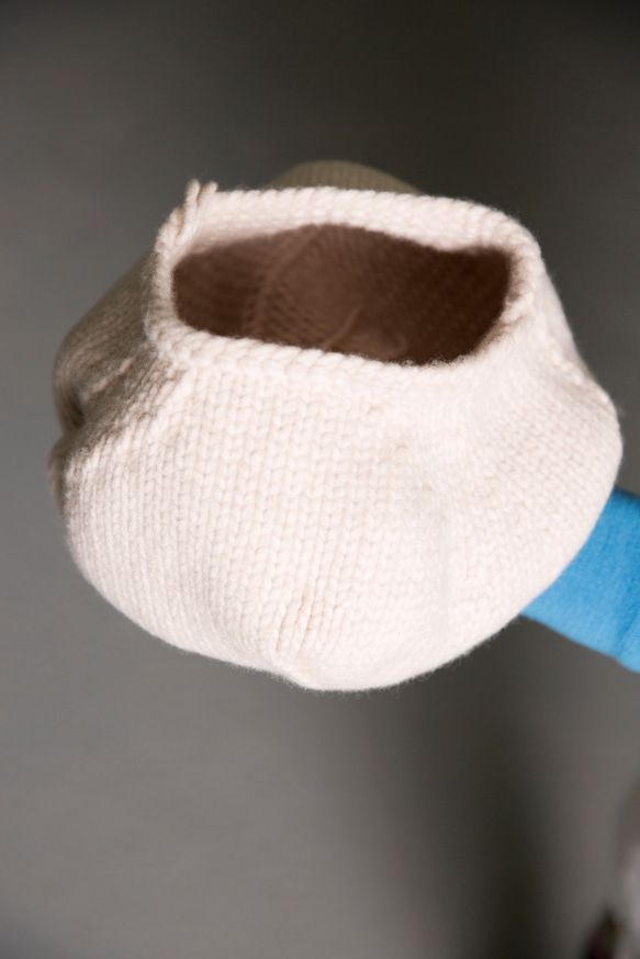 フランス製　ニットベレー帽　アイボリー　S ロロピアーナ社糸使用 1枚目の画像