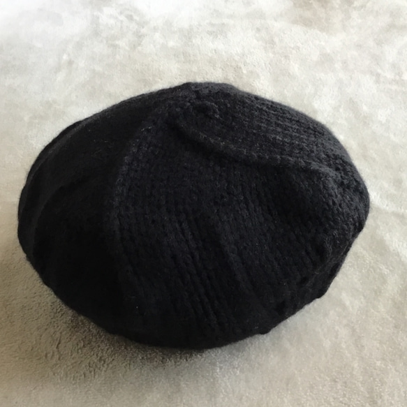 フランス製　ニットベレー帽　ブラック　S ロロピアーナ社糸使用 1枚目の画像