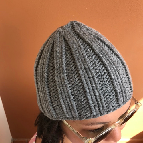 フランス製 ニットキャップ グレー ショート丈 ロロピアーナ社糸使用