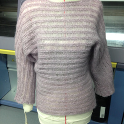 フランス製　草木染めモヘア糸使用　セーター　コチニールパープル 1枚目の画像