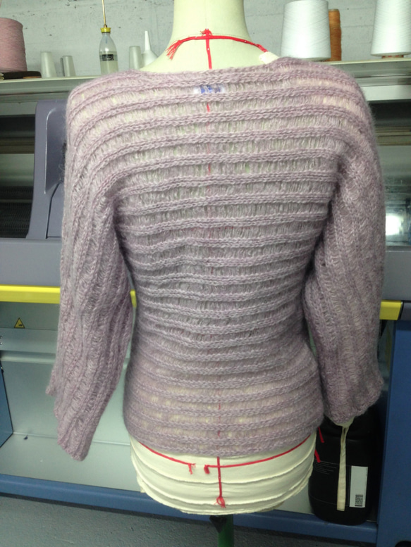 フランス製　草木染めモヘア糸使用　セーター　コチニールパープル 4枚目の画像