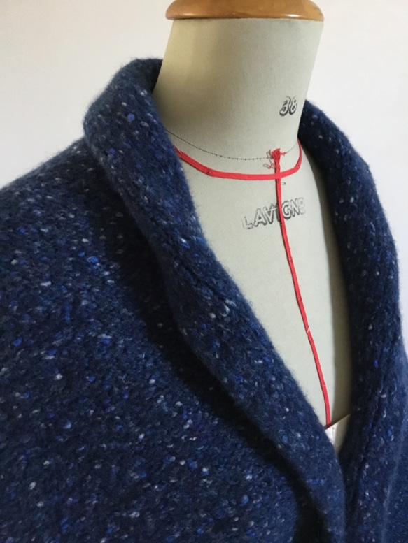 入荷！ フランス製 ネップヤーン ニットコート ロイヤルブルー イタリアリネアピウ社糸使用 3枚目の画像