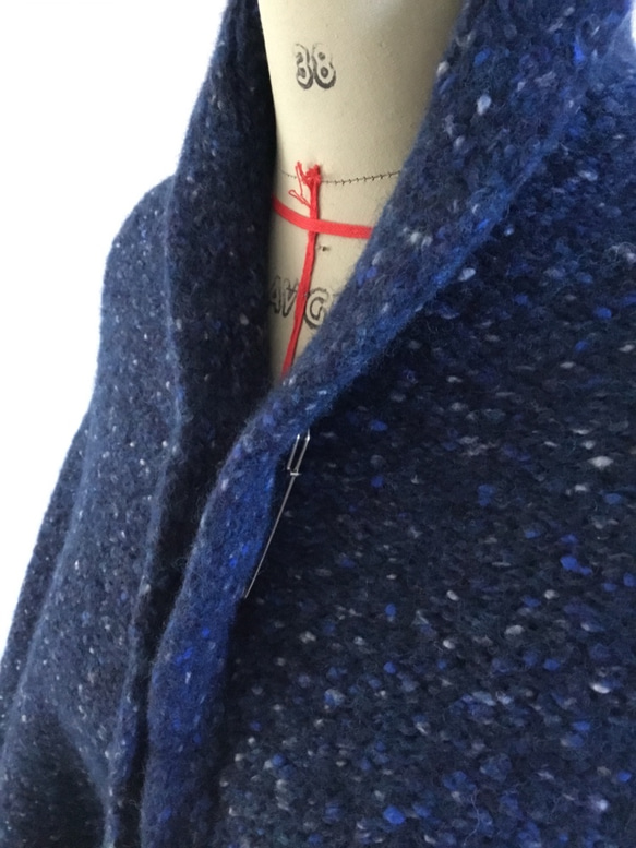 入荷！ フランス製 ネップヤーン ニットコート ロイヤルブルー イタリアリネアピウ社糸使用 6枚目の画像