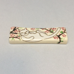 猫 箸置き 桜と白ネコ 6.3㎝ 4枚目の画像