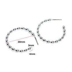 新作【1ペア】チタン芯！約30mmバーブルサークル形シルバーピアス、パーツ 4枚目の画像