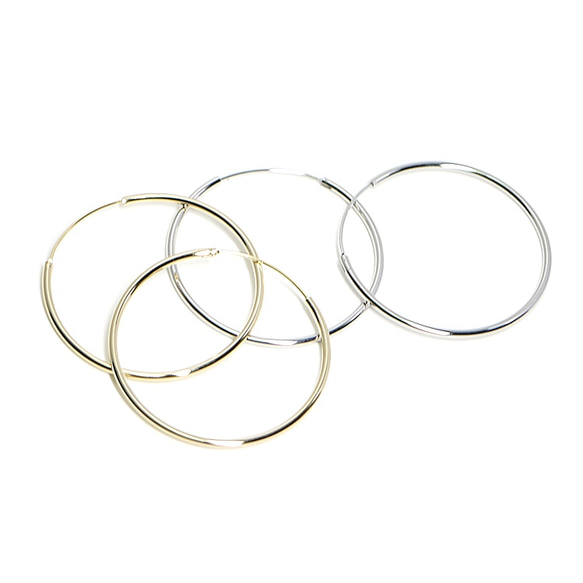 新款[1對] 42mm實心黃銅銀圈耳環，零件 第4張的照片