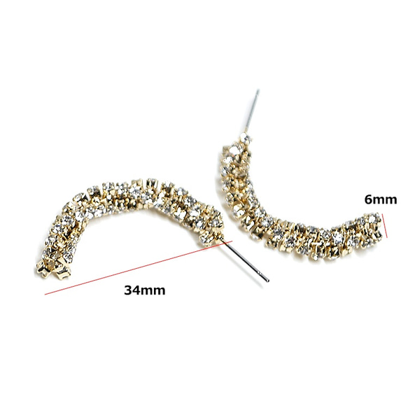 新作【1ペア】チタン芯！豪華に輝くCrystalストーンのゴールドピアス、パーツ 4枚目の画像