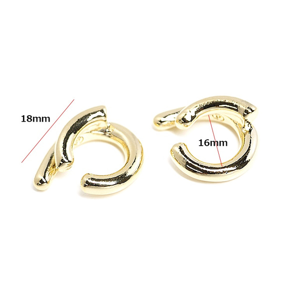 全新 [2 件] 獨特圓形圖案的金色耳環，軟骨耳環 第3張的照片