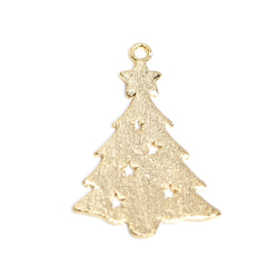 新商品 [2 件] 聖誕樹樹圖案紋理閃亮金色吊飾，零件 第2張的照片