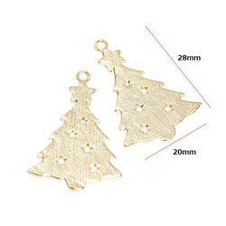 新商品 [2 件] 聖誕樹樹圖案紋理閃亮金色吊飾，零件 第3張的照片