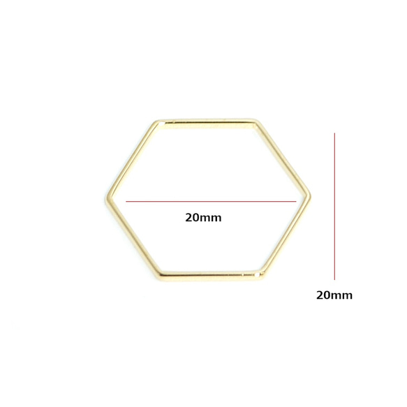 限定【6個入り】20*20mm六角形ゴールドコネクター、チャーム 2枚目の画像