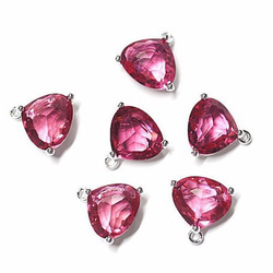 [2 件] Volume Triangle Glass Ruby Ruby Color Silver Finish Charm 第5張的照片