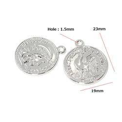 新品[1件]復古硬幣，約19毫米銀飾，零件NF 第3張的照片