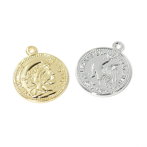 新作【1個】Vintage Coin約19mmシルバーチャーム、パーツ NF チャーム