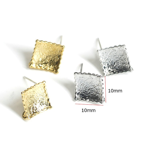 新作【1ペア】SV925芯！繊細な模様入りChic Square光沢ゴールドカン