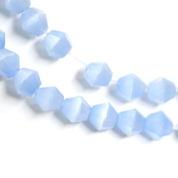 [15 件] 天然石貓眼 ~ 鑽石切割淡藍色 4mm 珠子 第2張的照片
