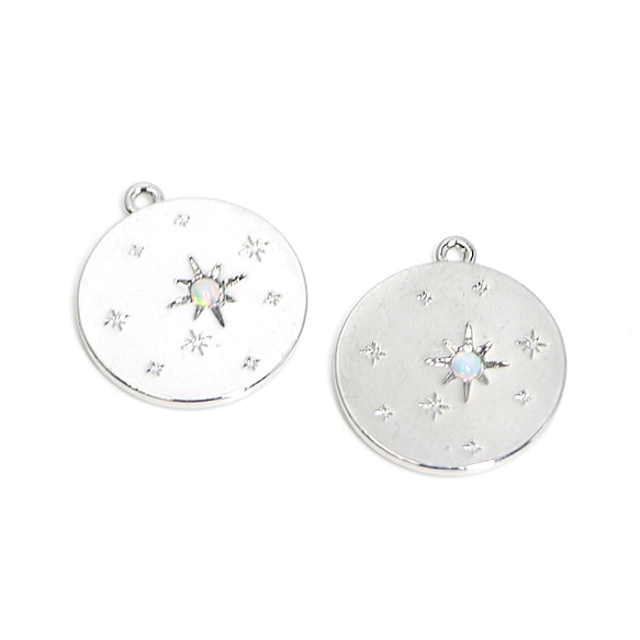 再次上架 [1 件] Opal Opal Star Coin 光澤銀吊墜，魅力 NF 第1張的照片