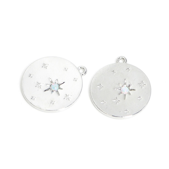 再次上架 [1 件] Opal Opal Star Coin 光澤銀吊墜，魅力 NF 第3張的照片