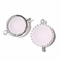 [2]圓形玻璃淡粉色柔和的粉紅色中型銀色面漆接頭，魅力 第2張的照片