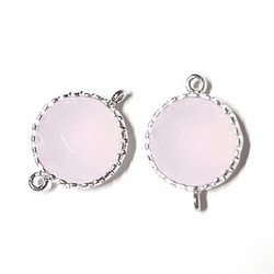 [2]圓形玻璃淡粉色柔和的粉紅色中型銀色面漆接頭，魅力 第3張的照片