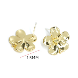新作[1對] SV925核心！耳環，飾有光滑的金色罐狀哈里木花朵圖案，零件NF 第4張的照片
