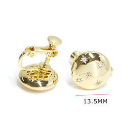 新款[1對]高品質CZ明星閃亮圓形金色螺旋彈簧耳環NF 第3張的照片