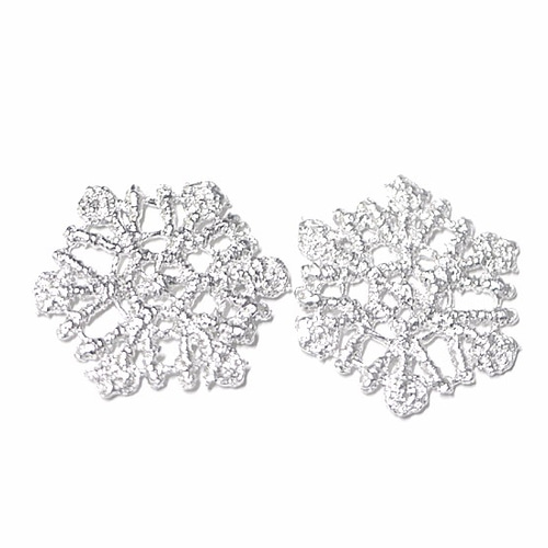 P3388【2個入り】Crush Snow雪の結晶マットシルバーチャーム NF