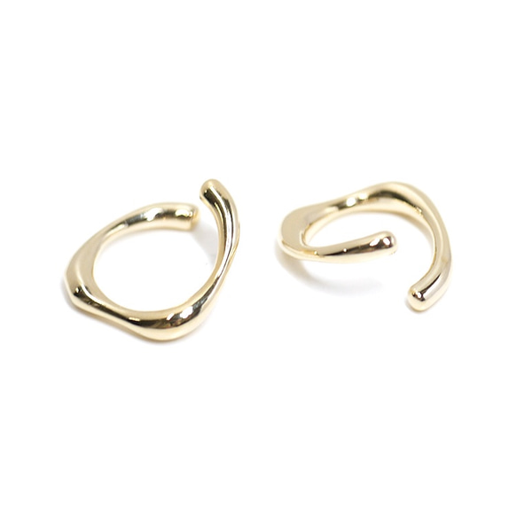 [2個] 扭曲的三維圓形金色耳環，軟骨穿孔NF 第1張的照片