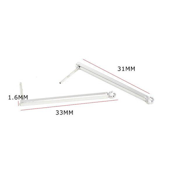 新作品[1對]可以＆925刻芯！ 33毫米棒狀銀耳環，零件NF 第4張的照片