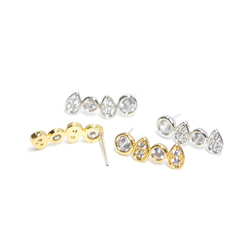 新作品[1對]左右和925刻芯！ Drop＆Circle CZ銀，耳環NF 第4張的照片