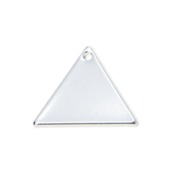 新作【2個入り】つるんとした約15mm三角形真鍮製シルバーチャーム NF 3枚目の画像