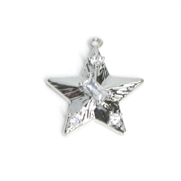新品【2 件】星星配上 4 顆閃亮的 CZ 珠，星形銀飾 NF 第2張的照片