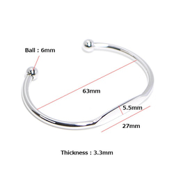再次上架 [1 件] 製作精良的銀手鐲，帶球，手鐲生產零件 NF 第3張的照片