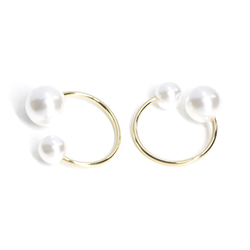 全新【1 件】2WAY 金色耳環，配不同大小的珍珠，戒指 NF 第2張的照片