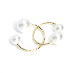 全新【1 件】2WAY 金色耳環，配不同大小的珍珠，戒指 NF 第3張的照片