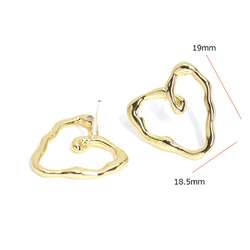 新作【1ペア】SV925芯！手作り感あるハートモチーフゴールドピアス NF 3枚目の画像