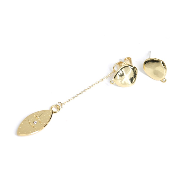 新作【1對】SV925核心！約 10 毫米失真圓形罐，帶光澤金耳環、金屬配件 NF 第4張的照片