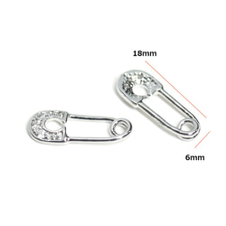新作【2個入り】CZ輝くストールピンモチーフのシルバーコネクター、チャーム NF 3枚目の画像