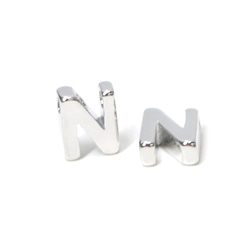 [2 件] ejp140 首字母 [N] 銀飾 NF 第3張的照片
