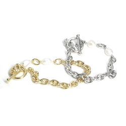 新款 [1] 淡水珍珠和鏈條金手鍊 NF 第6張的照片