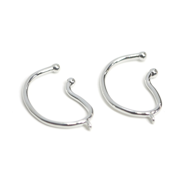 eje213 [2個] 附贈耳環！閃亮銀色弧形耳夾，軟骨穿孔 NF 第1張的照片
