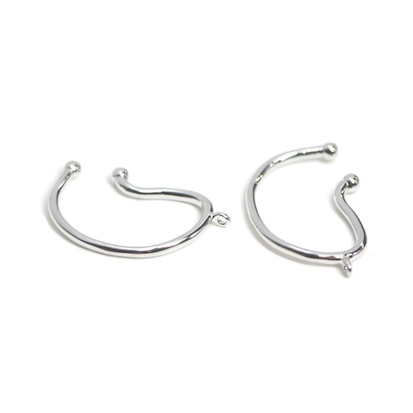eje213 [2個] 附贈耳環！閃亮銀色弧形耳夾，軟骨穿孔 NF 第2張的照片