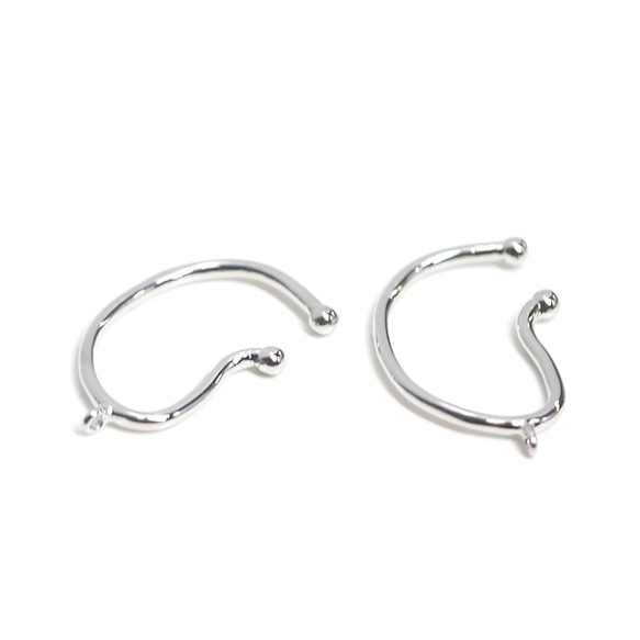 eje213 [2個] 附贈耳環！閃亮銀色弧形耳夾，軟骨穿孔 NF 第3張的照片