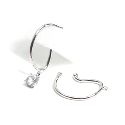 eje213 [2個] 附贈耳環！閃亮銀色弧形耳夾，軟骨穿孔 NF 第4張的照片