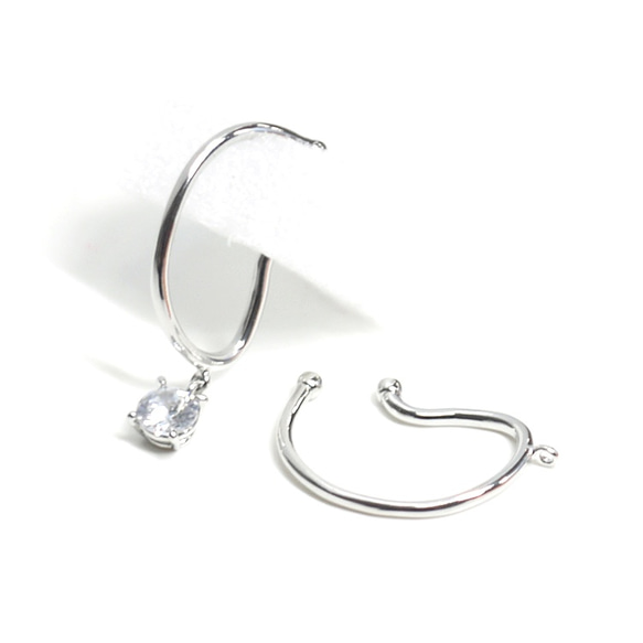 eje213 [2個] 附贈耳環！閃亮銀色弧形耳夾，軟骨穿孔 NF 第4張的照片