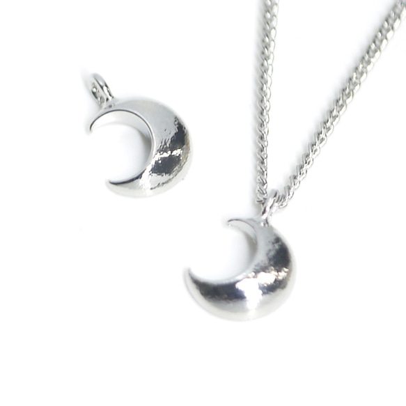 再次上架 [2 件] Volume Petit Moon Moon Motif Glossy Silver Charm NF 第2張的照片