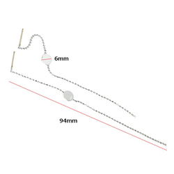 ce31【1對】鈦芯！銀耳環，帶有嬌小的圓形和精緻的鏈條、零件 第3張的照片