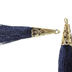 再次上架 [2 件] 深海軍藍色海軍藍色長線流蘇吊飾配古董風格帽子 第3張的照片