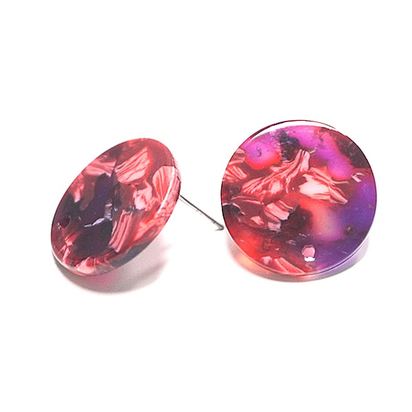 銷售[1對]鈦芯和孔！粉紅色和紅色大理石顏色約20毫米穿孔部分B303 第1張的照片