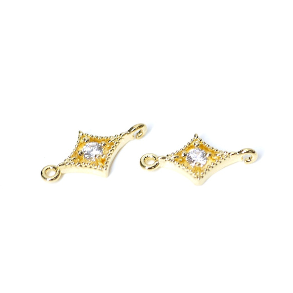 p7038 【1件】兩罐！精緻的鑽石形黃金吊飾，帶有單一 CZ NF 第1張的照片